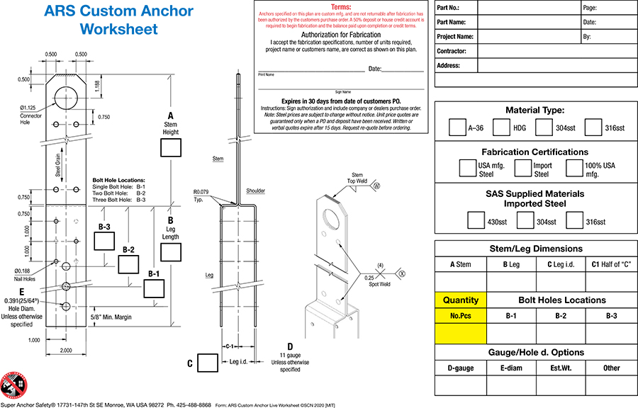 Custom Anchor Worksheet for ARS