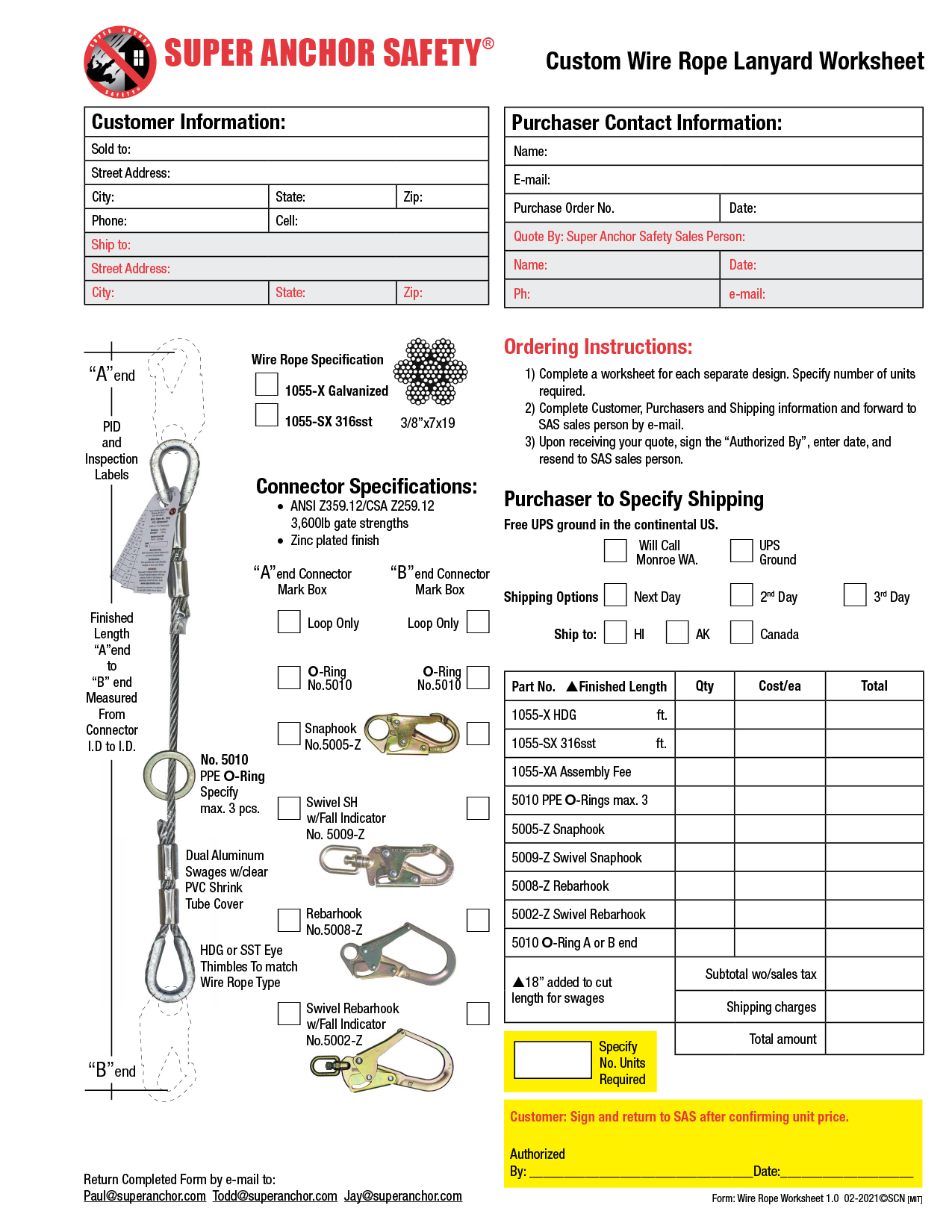 wire rope lanyards quotation